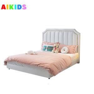 Post-Modern Light Luxury Style Leather Bed Princess Girls Children Slide Bed Fence