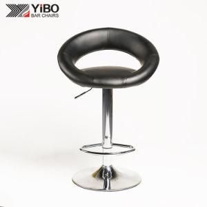 PU Height Adjustable Swivel Chorme Base Waterproo Bar Stool with Footrest