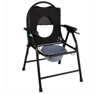 Medical Equipment Steel Folding Commode Wheelchair and Toilet Chair for Disabled People