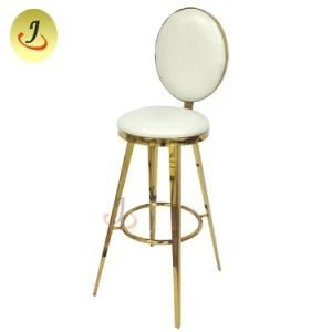 Luxury White Leather Stainless Steel High Bar Chair