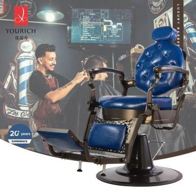 Blue Barber Chair Heavy Duty Hair Salon Furniture Factory Custom