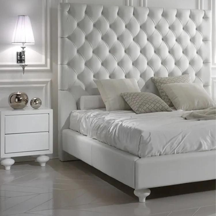 Bedroom Furniture Modern Double Size King Size White Italian Luxury Leather Bed in Bed Room Beds