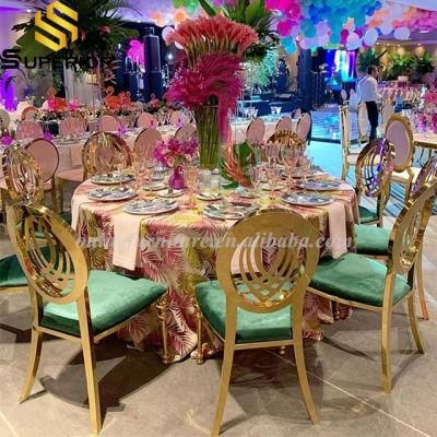 Dubai Luxury Golden Metal Frame Leather Wedding Dining Chair
