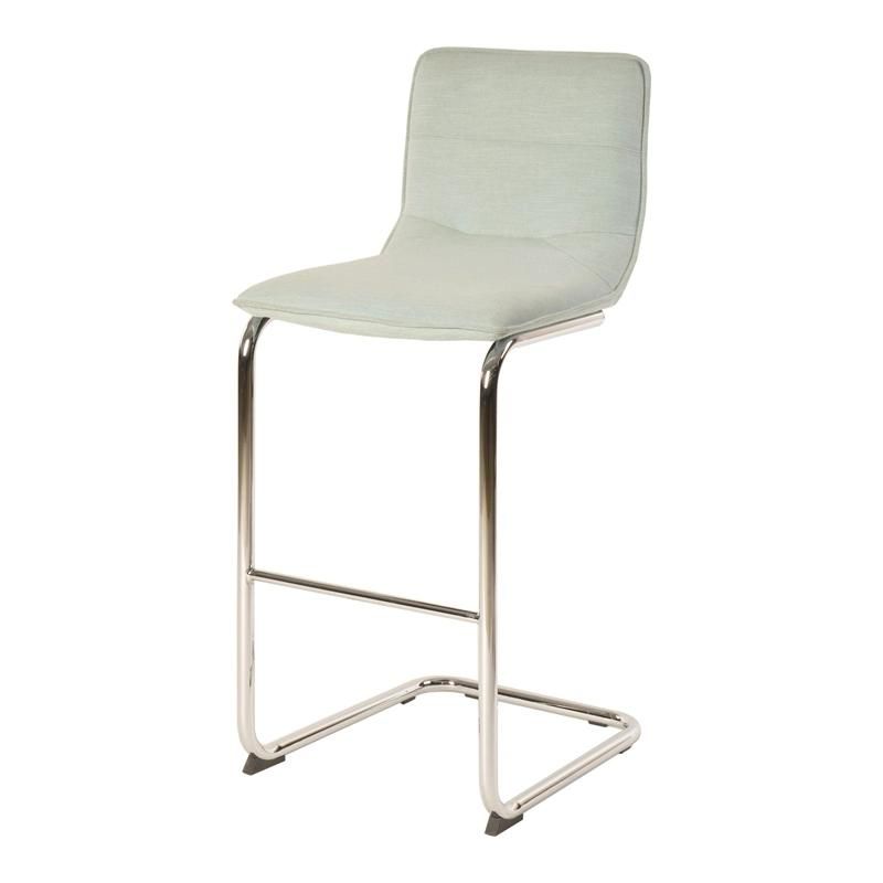 Simple Comfortable PU Leather Seat Bar Stools Square Chrome Legs Bar Chair