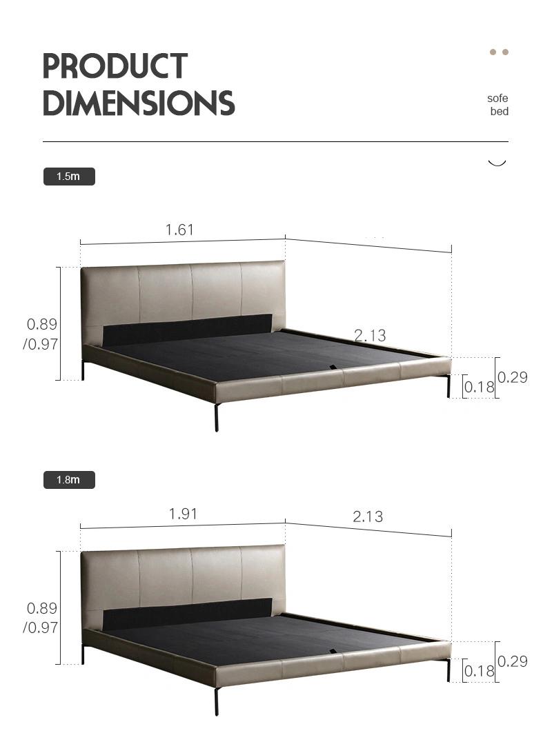 Modern Wholesale Leather Furniture Italian Home Double Bed