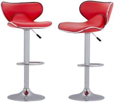 Red Bar Chairs Metal Set of 2 Dining Chair