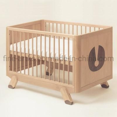 High-End Cartoon Infant Cradle Bed Foldable Extendable Natural Wooden Baby Crib