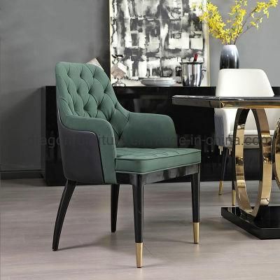 Modern Furniture Wooden Frame Leather/Fabric Dining Chair with Arm