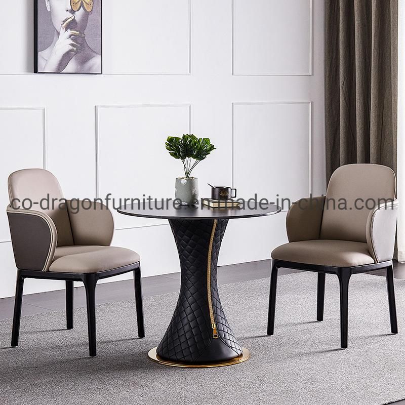 Luxury Modern Furniture Wooden Frame Leather Dining Chair with Arm