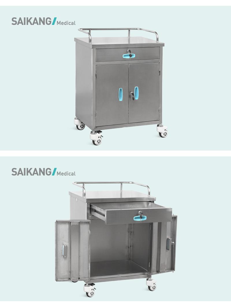 Skh018 Multi-Purpose Stainless Steel Hospital Infusion Treatment Trolley