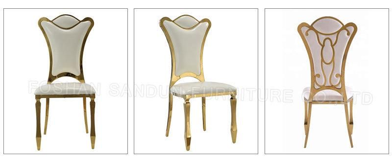 Rose Gold Silver Customized Colors PU Leather Stainless Steel Event Wedding Dining Chair