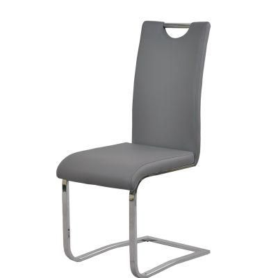 Hot Sale Stylish Grey Home Office Furniture Faux Leather Dining Chair