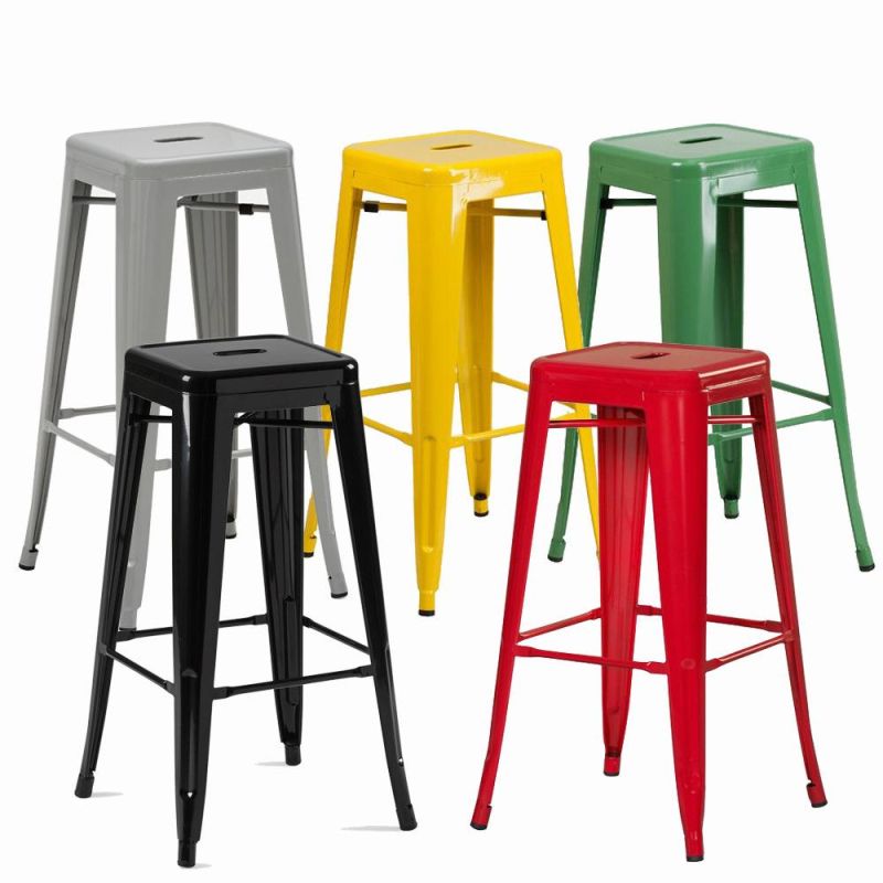 Counter Height Bar Stools Modern Dining Industrial Metal Distressed Indoor and Outdoor Bar Stool Chair with Red Color