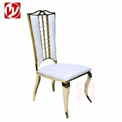 Wholesale Living Room Rose Gold Stainless Steel Coffee Hotel Banquet PU Leather Dining Chair