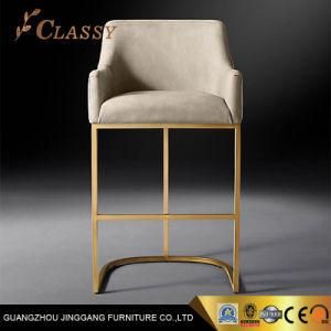 Restaurant Bar Furniture Gold Metal Stainless Steelpu Leather High Back Bar Stool Chair