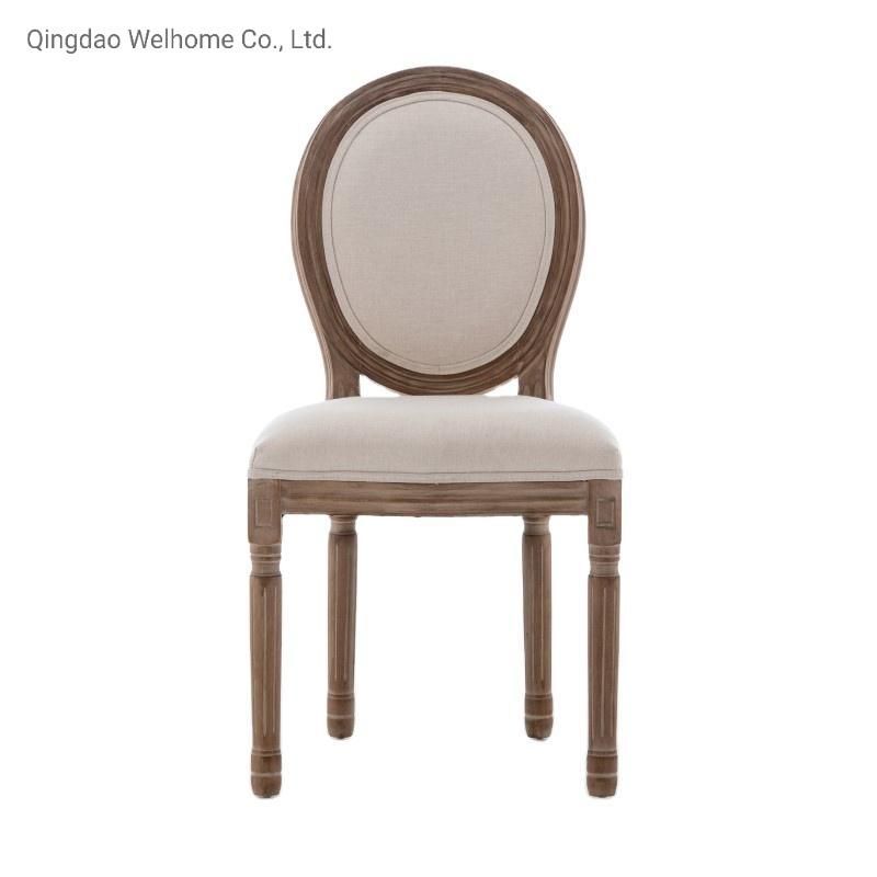 Solid Rubber Wood Dining Chairs Oval Rattan Back Louis Wedding Chair