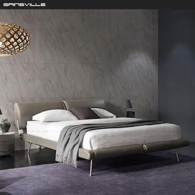 Home Furniture Bedroom Manufacturer Champagne Grey Color Leather Wall Bed