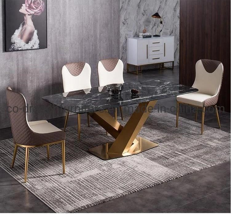 High Quality Light Luxury Steel Leather Dining Chair Home Furniture