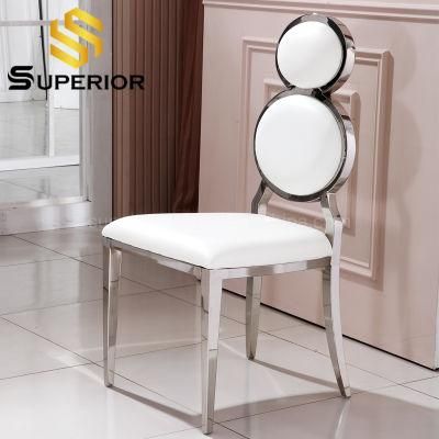 Hotel Dining Furniture Royal White Leather Chair with Stainless Steel