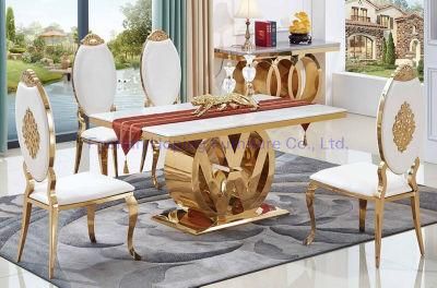 Gold Table and Chairs Set Fancy Wedding Metal Chair for Restaurant Chair Hot Sale High Quality Stackable Metal Banquet Chair Dining Furniture