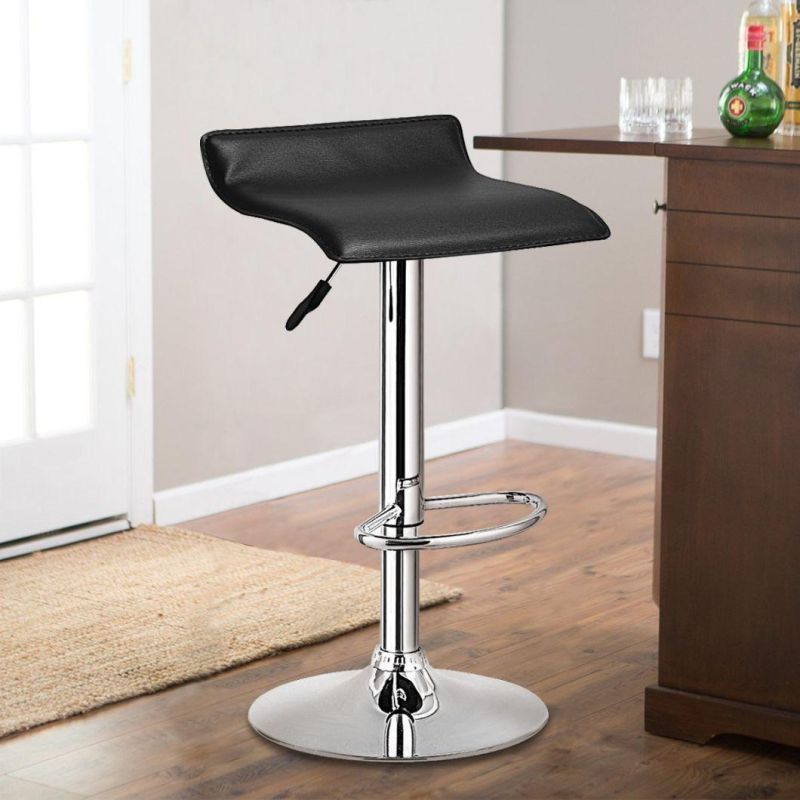 Swivel Bar Stool Adjustable PU Leather Backless Dining Counter Chair