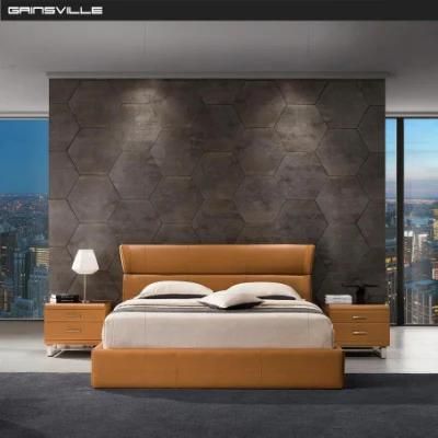 Double Simple Designs King and Queen Size Leather Modern Soft Wall Bed for Bedroom Furniture