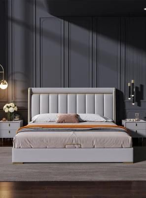 Tute Modern Minimalist Light Luxury Double Bed Master Bedroom Nordic Style High-End Leather Upholstered Bed Fashionable New Style