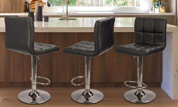 Modern High Chair White Adjustable Leather Counter Bar Stools