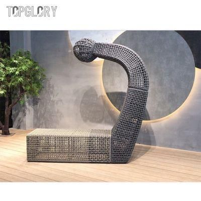 Garden Leisure Outdoor Single 304 Stainless Steel Frame Olifen Round Rope Weave Chair with Built-in LED Lights