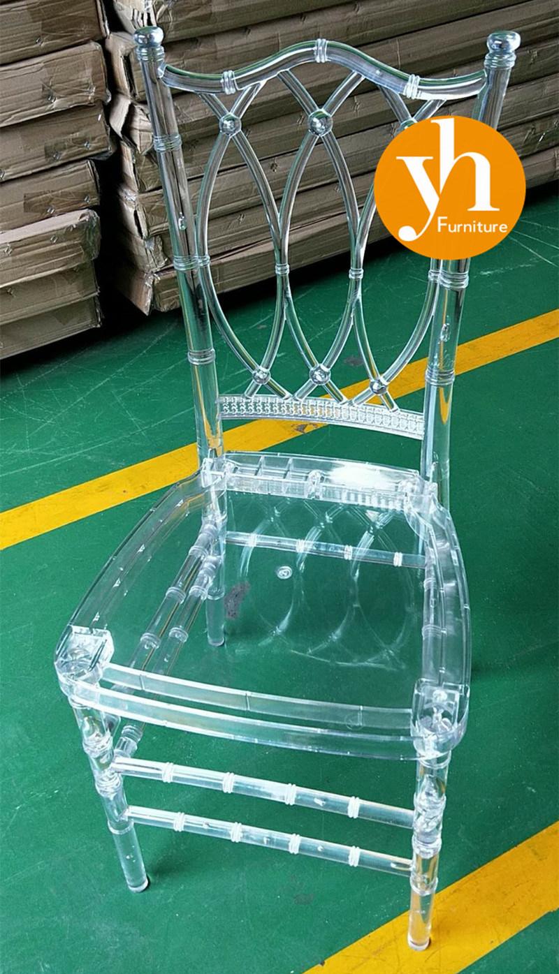 Modern Restaurant Iron Metal Hotel Clear Acrylic Resin Plastic Furniture Dining Wedding Banquet Party Metal Bamboo Chiavari Chair