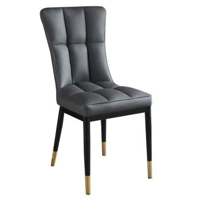 High Back Modern Dining Metal Leather Furniture Upholstered Restaurant Chairs