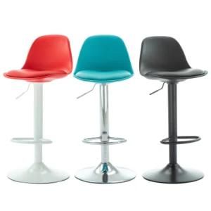 Customized Adjustable Swivel Bar Seat Comfortable PU Leather Bar Stool Colorful Backrest Bar Chair