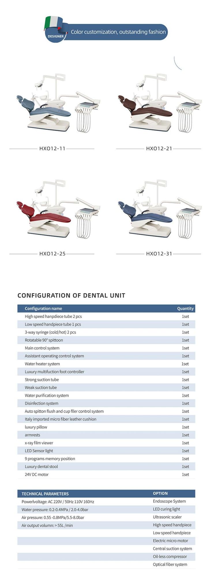 Dental Chair Leather with Aoto Spitton Flush and Cup Filler Control System