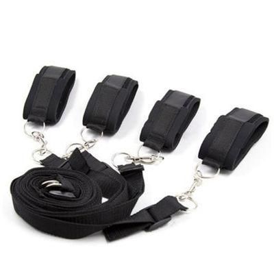 Adult Adjustable Hands Cuff &amp; Ankle Bondage Restraints Webbing Straps Love Toy for Couples Bed Restraint