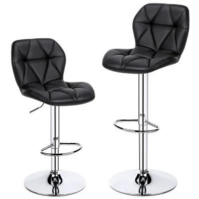 New Fashion Adjustable Swivel Gas Lift Ergonomic Back design Breathable PU Leather Seat Bar Chair Stool with Chromed Base