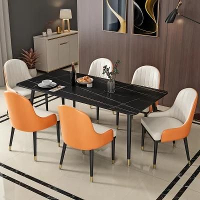 Dining Room 4 Chair Yellow Italian Design Hot Sale Light Luxury Leather Faux Modern PU Designs Dining Chair Upholstered