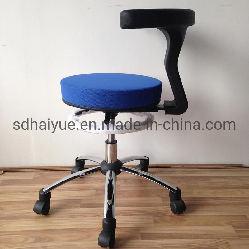 Classical Round Seat Medical Chair Dental Assistant Stool Backrest 360 Degree Rolling