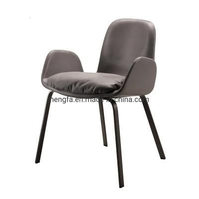 Modern Furniture Hardware Restaurant Office Metal Base Leather Dining Chairs