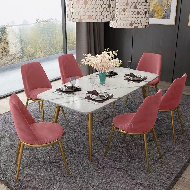 2019 Hot Sell Golden Leg Velvet Fabric Seat Dining Chair