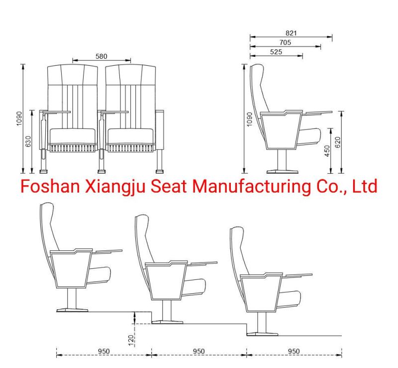 Commercial Auditorium Chair Writing Tablet Folding Theater Seats