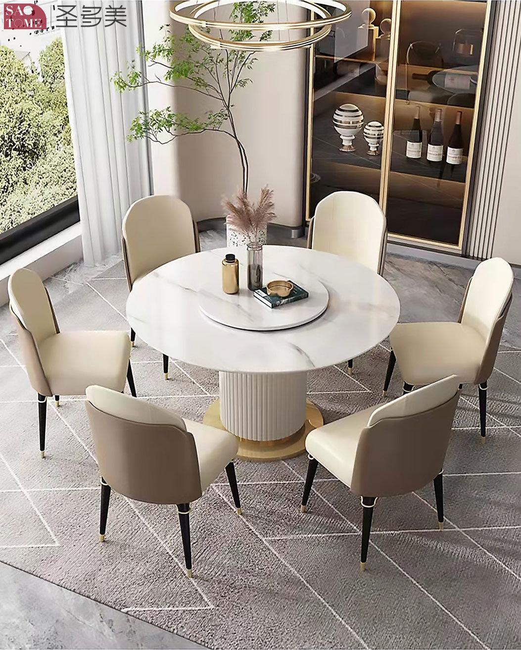 Hot Self Modern Style Hotel Restaurant Home Living Room Furniture PU Leather Slate Dining Table