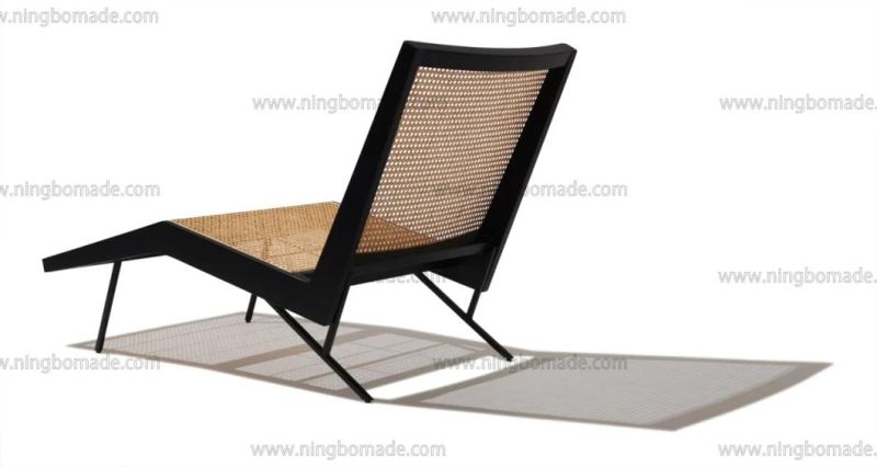 Elegant Rattan Upholstery Furniture Black South Elm and Nature Rattan Outdoor Daybed Chair Chaise Lounge