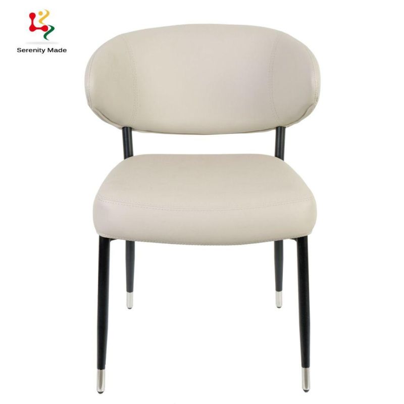 New Design Leather Upholstered Metal Legs Dining Chair