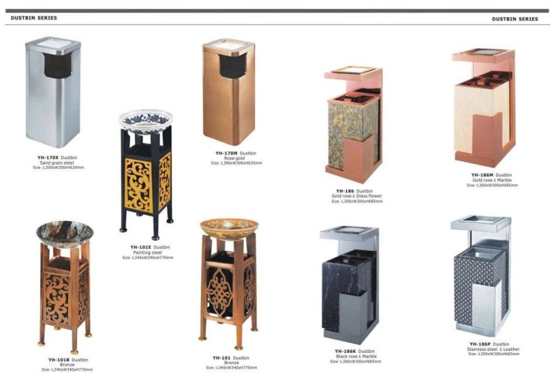 Fashionable Trash Can with Leather