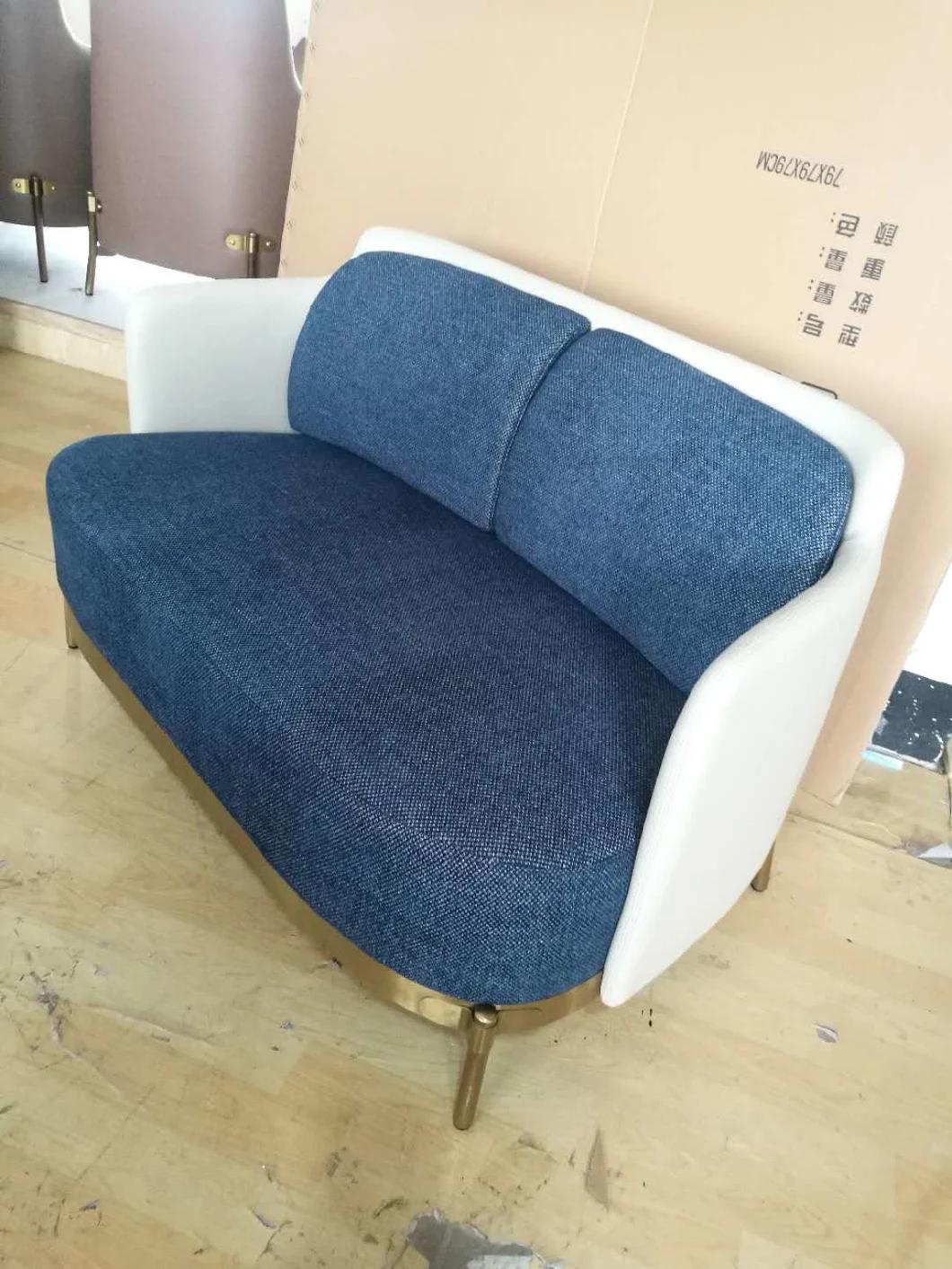 Modern Fabric Brushed Stainless Steel Base Upholster Sofa Set