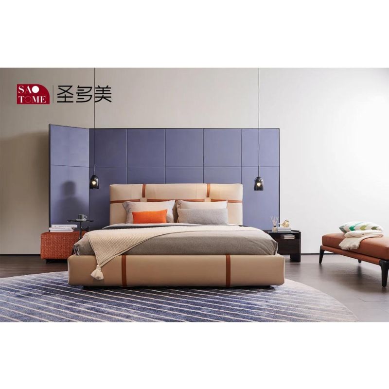 Modern Leather Home Bedroom Hotel Furniture Sofa 150m Double King Bed