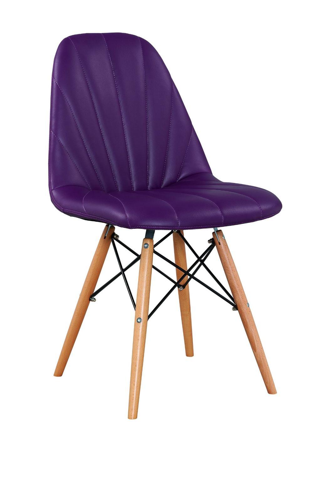 Purple PU with Wood Legs Bar Stool