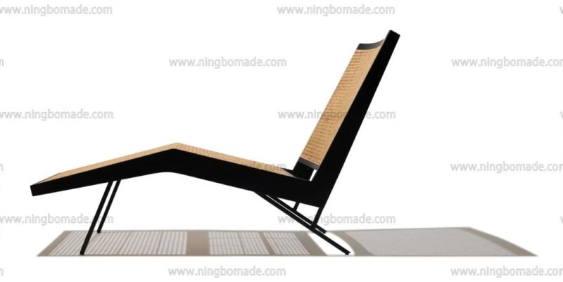 Elegant Rattan Upholstery Furniture Black South Elm and Nature Rattan Outdoor Daybed Chair Chaise Lounge