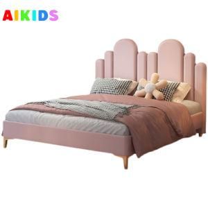 Modern Light Luxury Children Leather Bed Creative Storage Pink Princess Bed Cartoon Cute Boy Solid Wood Bed
