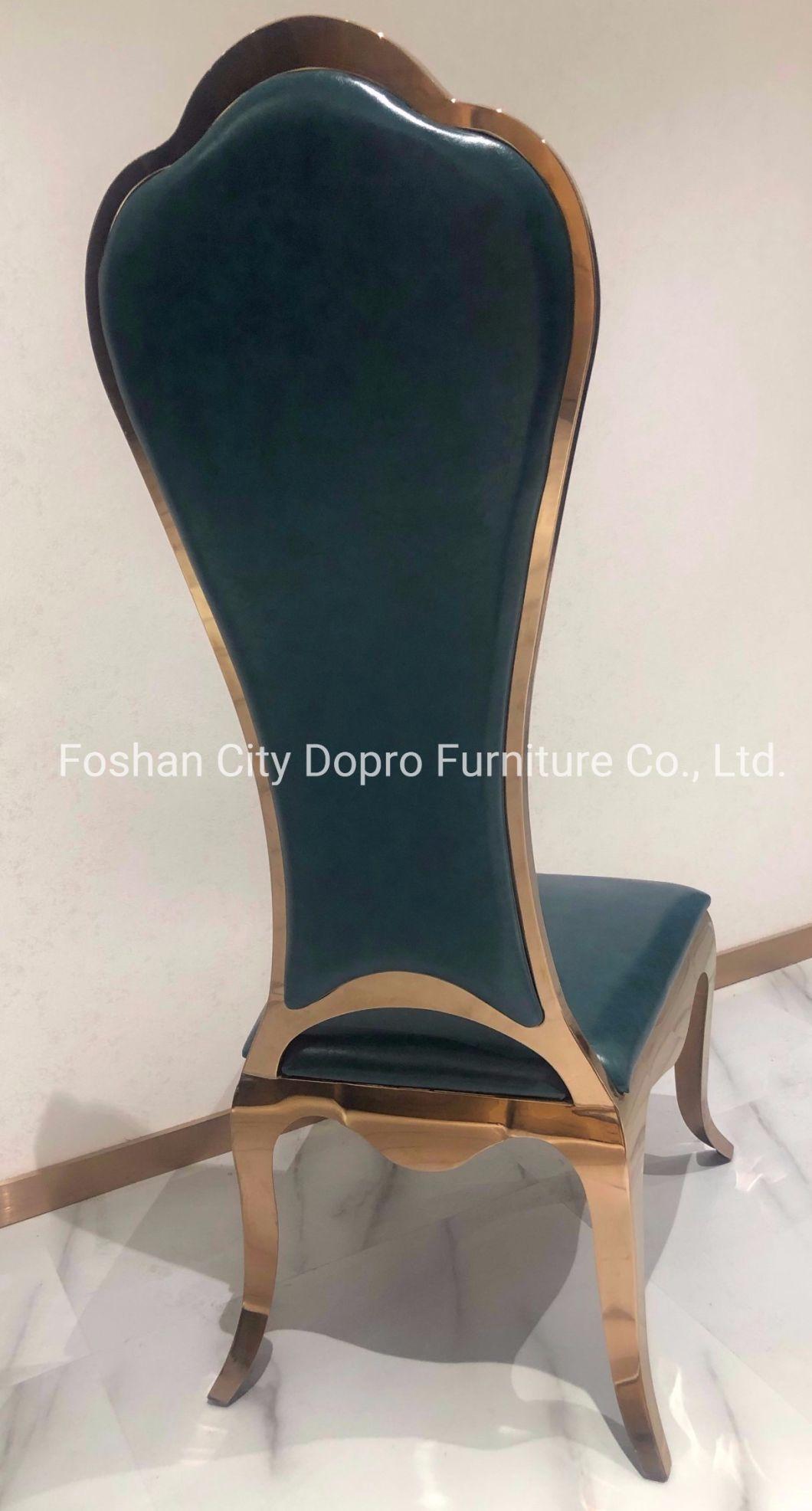 Luxury Stainless Steel Golden High Back Chair for Wedding and Hotel